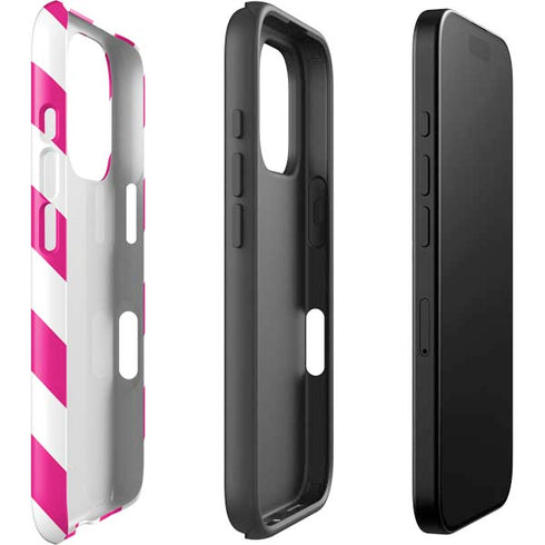 Pink and White Geometric Stripes iPhone 16 Pro Impact Case